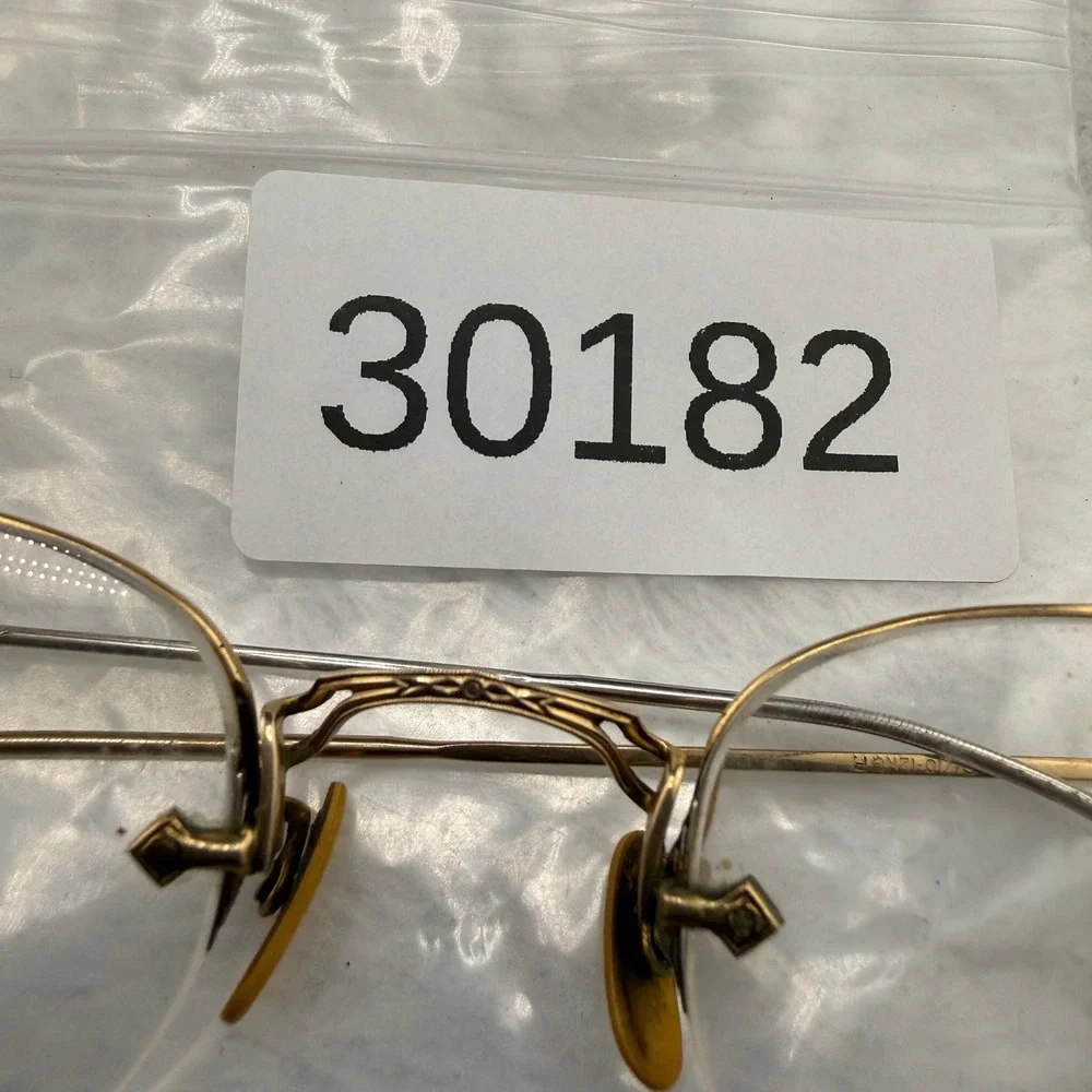 Vintage American Optical Eyeglasses Gold 12KGF Rimless Engraved Bridge